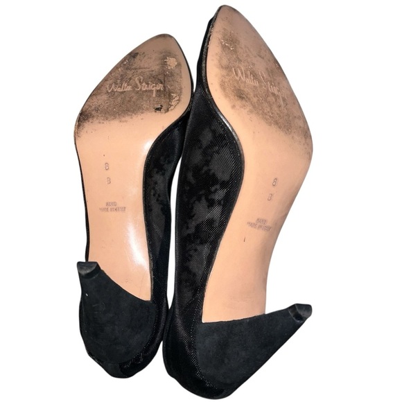 EUC Walter Steiger Elegant Black Mesh Suede Leather Pumps Heels Size 8 Classic - Picture 6 of 7